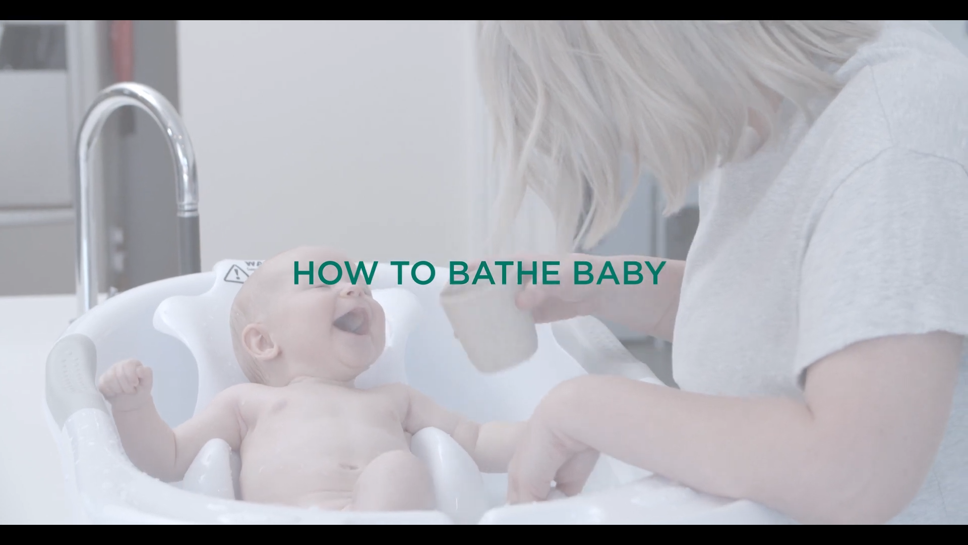 Newborn Baby Bath steps illustrated with natural skincare products from GAIA, showing safe and gentle bathing techniques.